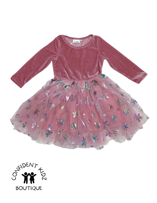 Velvet Tulle Snowflake Holiday Dresses