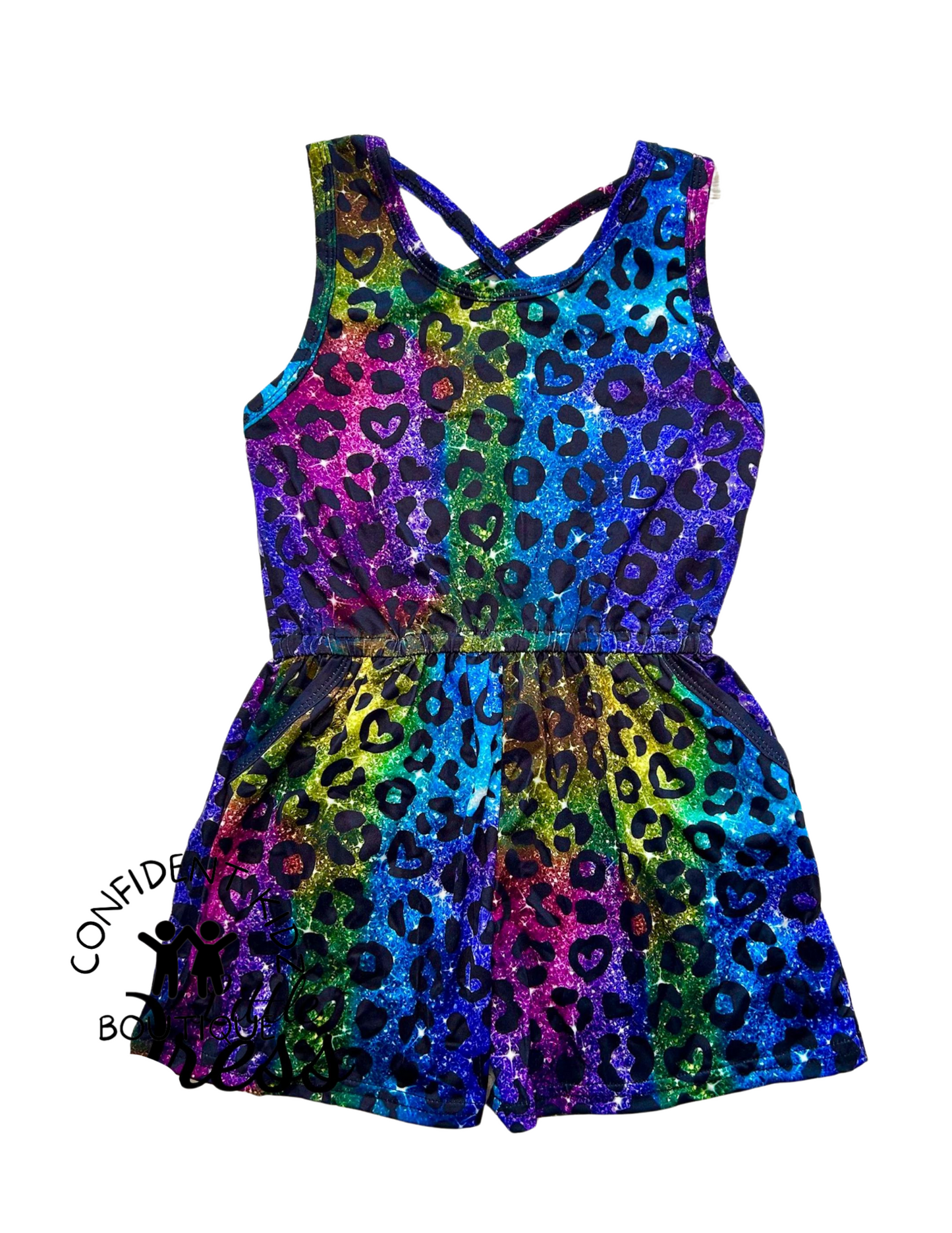 Faux Glitter Leopard Romper