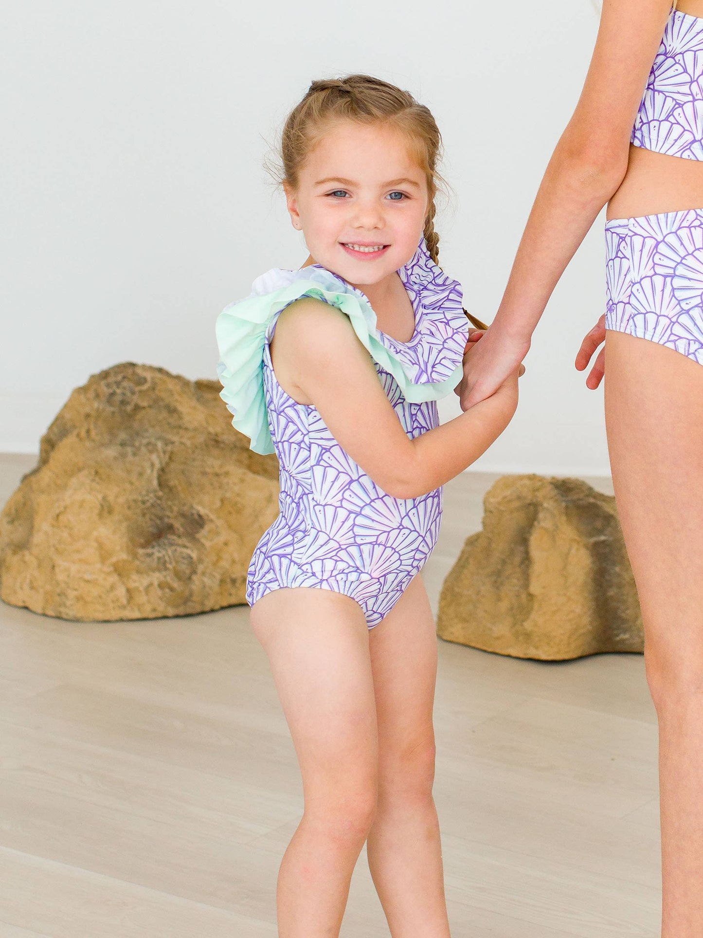 Girls Mermaid Scoopback Ruffle One Piece