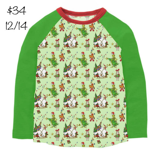 Grinchy Bamboo Baseball Shirt