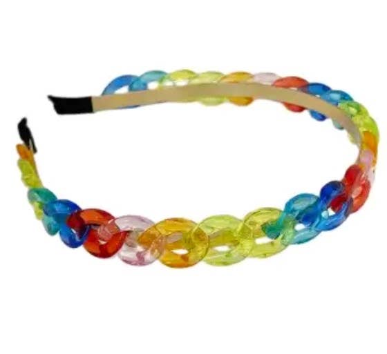 Clear Rainbow Glam Chain Link Headbands Statement Loop