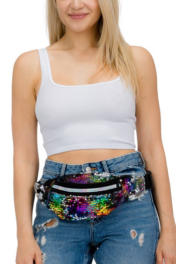 Flip Sequin Belt Bag
