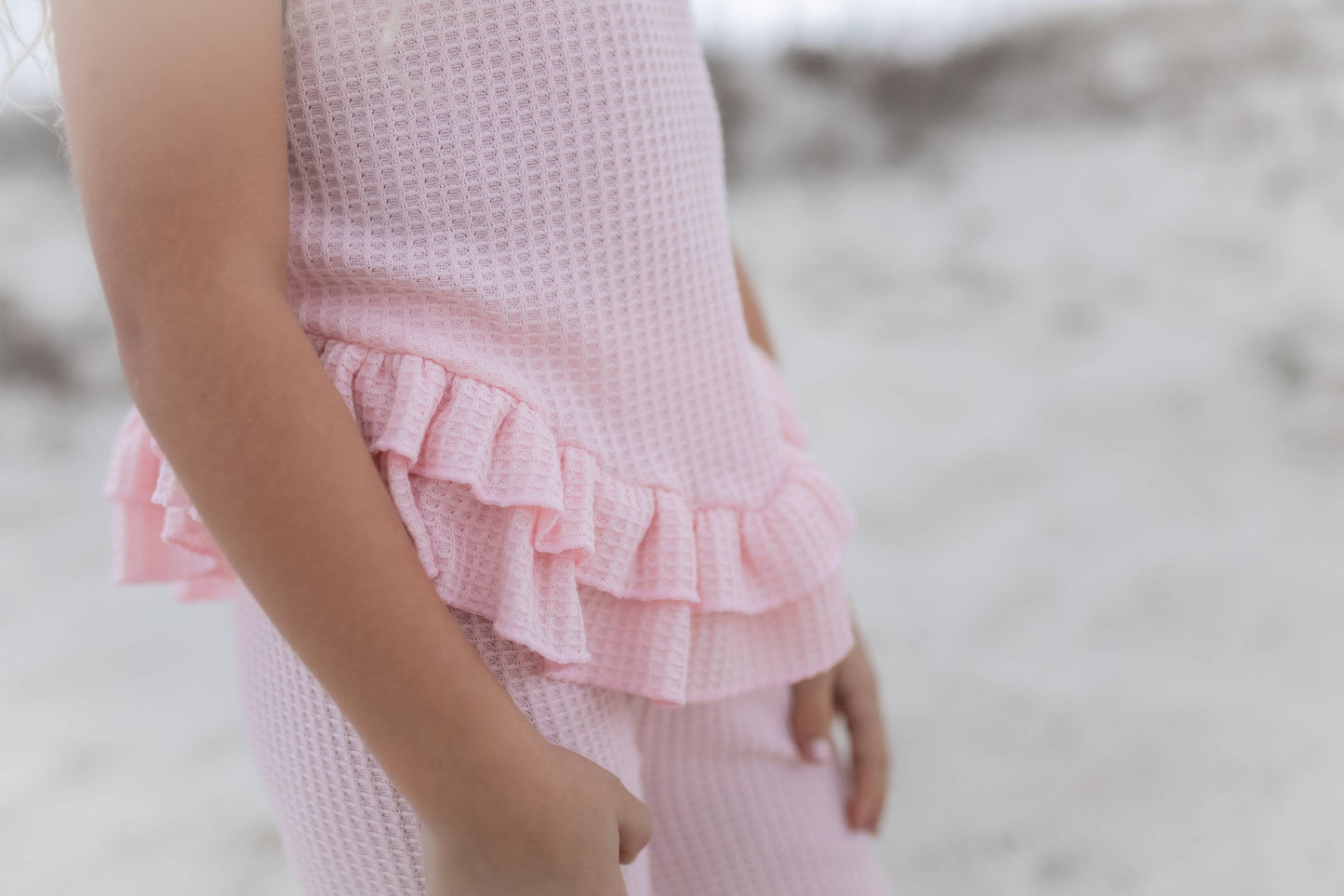 Pink Ruffle Waffle Knit Set