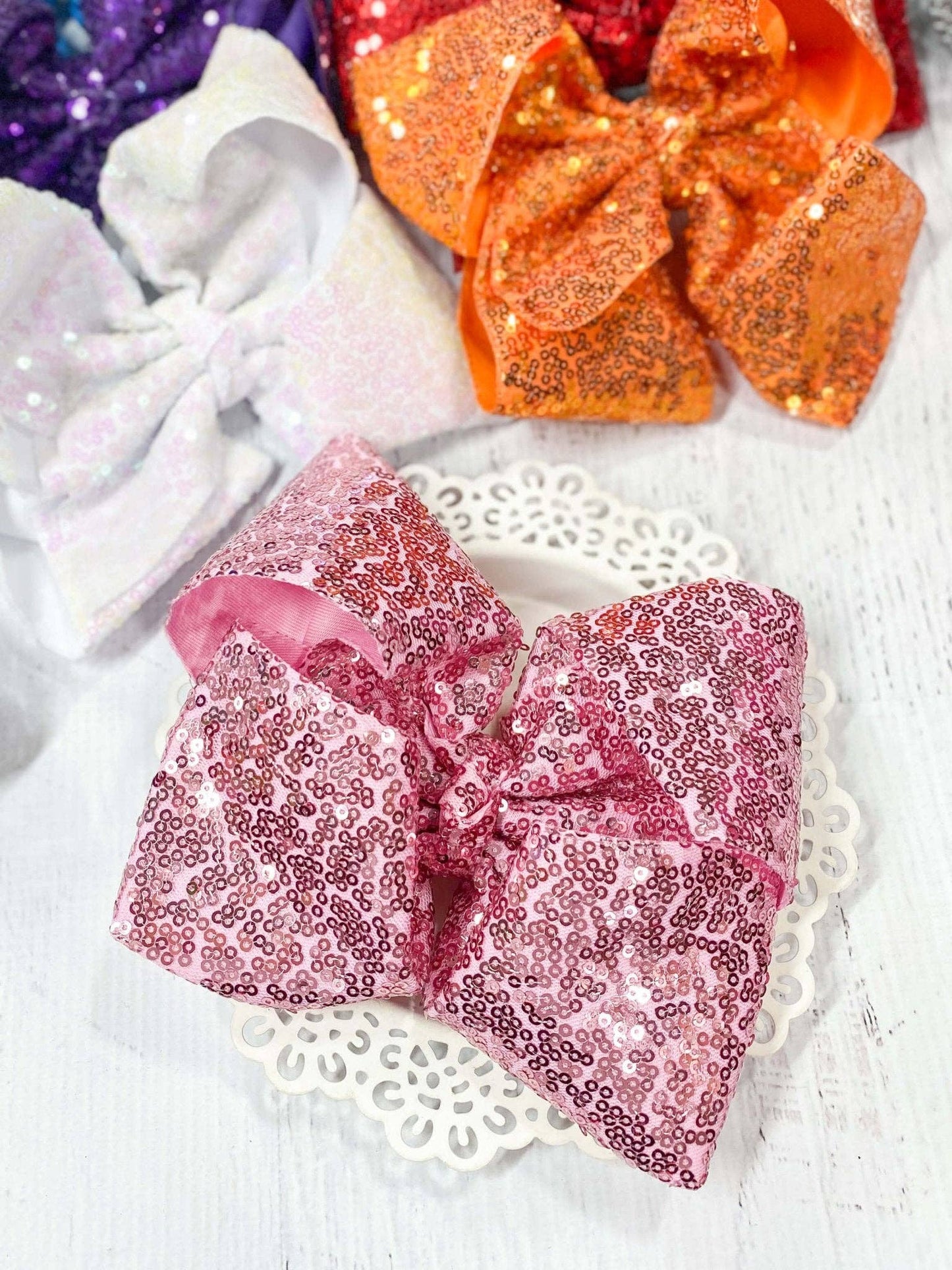 6.5" Sequin Texas Size Hair Bows | Alligator Clip