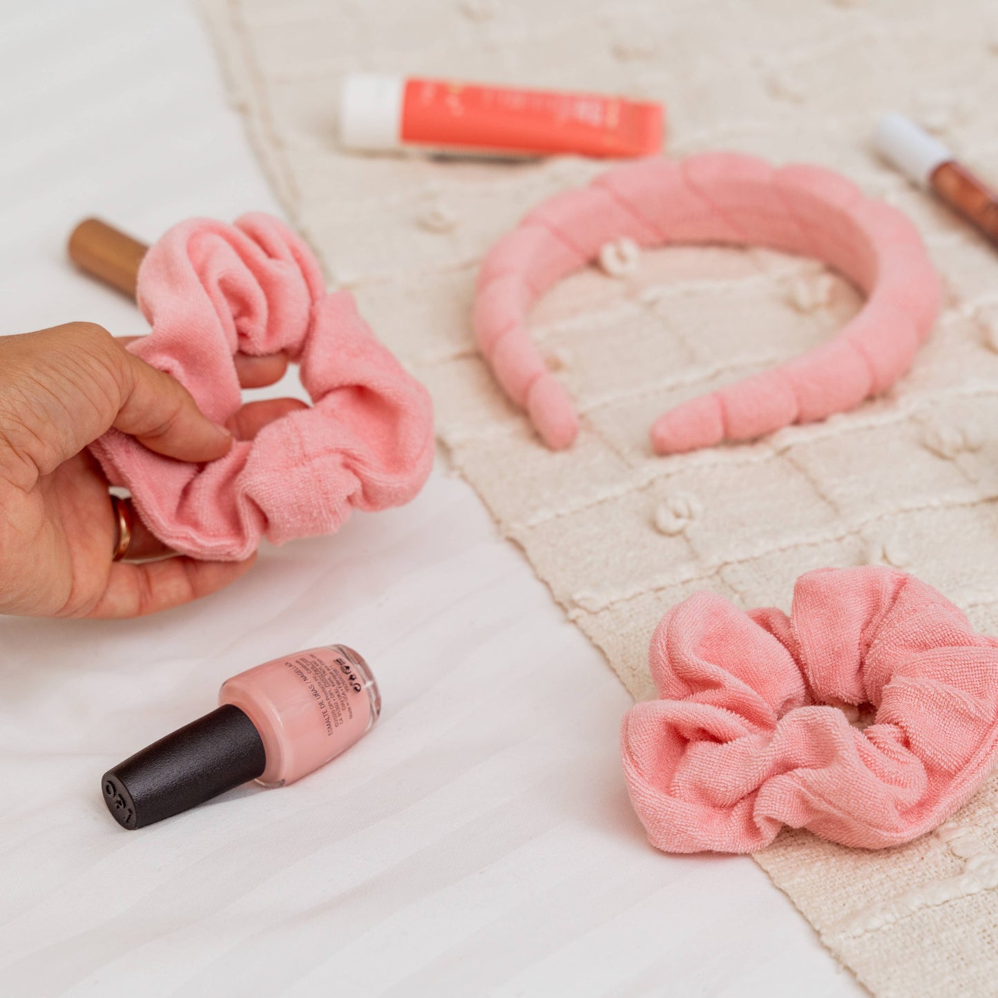 Puffy Terry Cloth Padded Spa Headband with Scrunchies