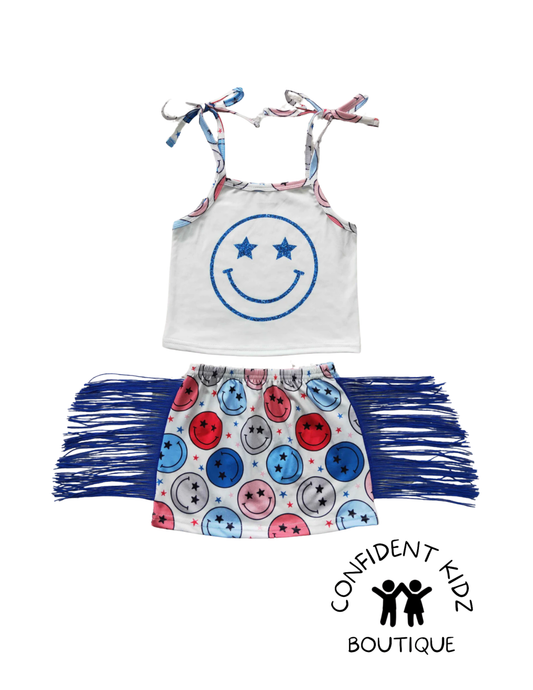 RWB Smile fringe skirt set