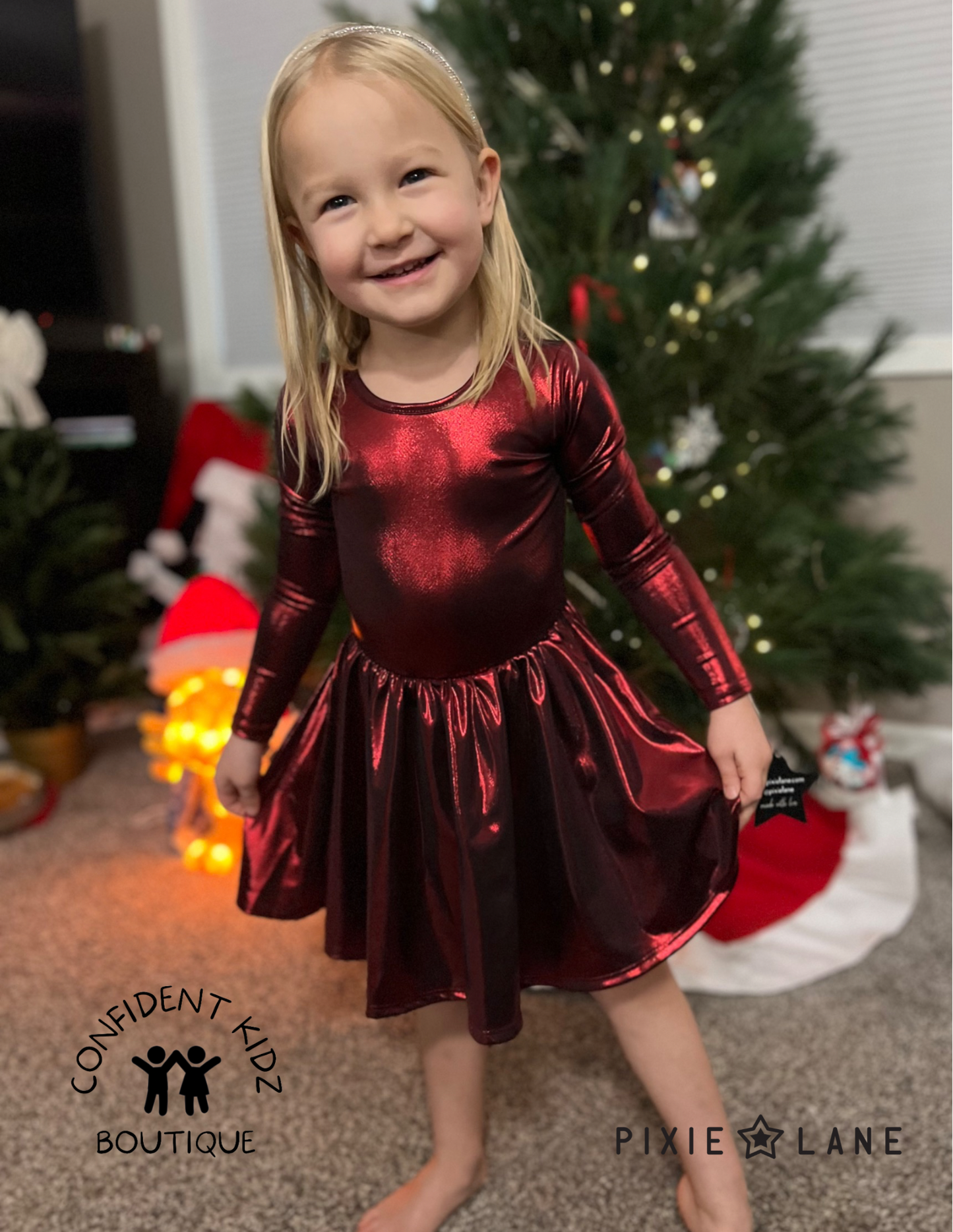 Red Foil Holiday Dress