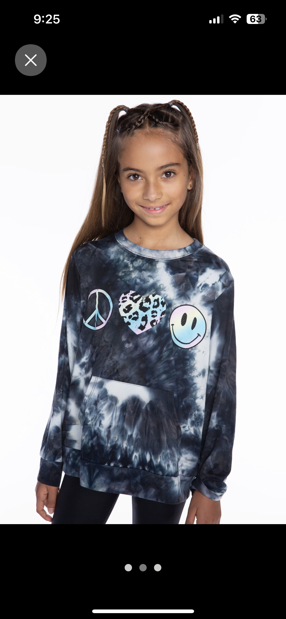 Simply Soft Kanga Pocket Crew Top - Black Tie Dye Elements
