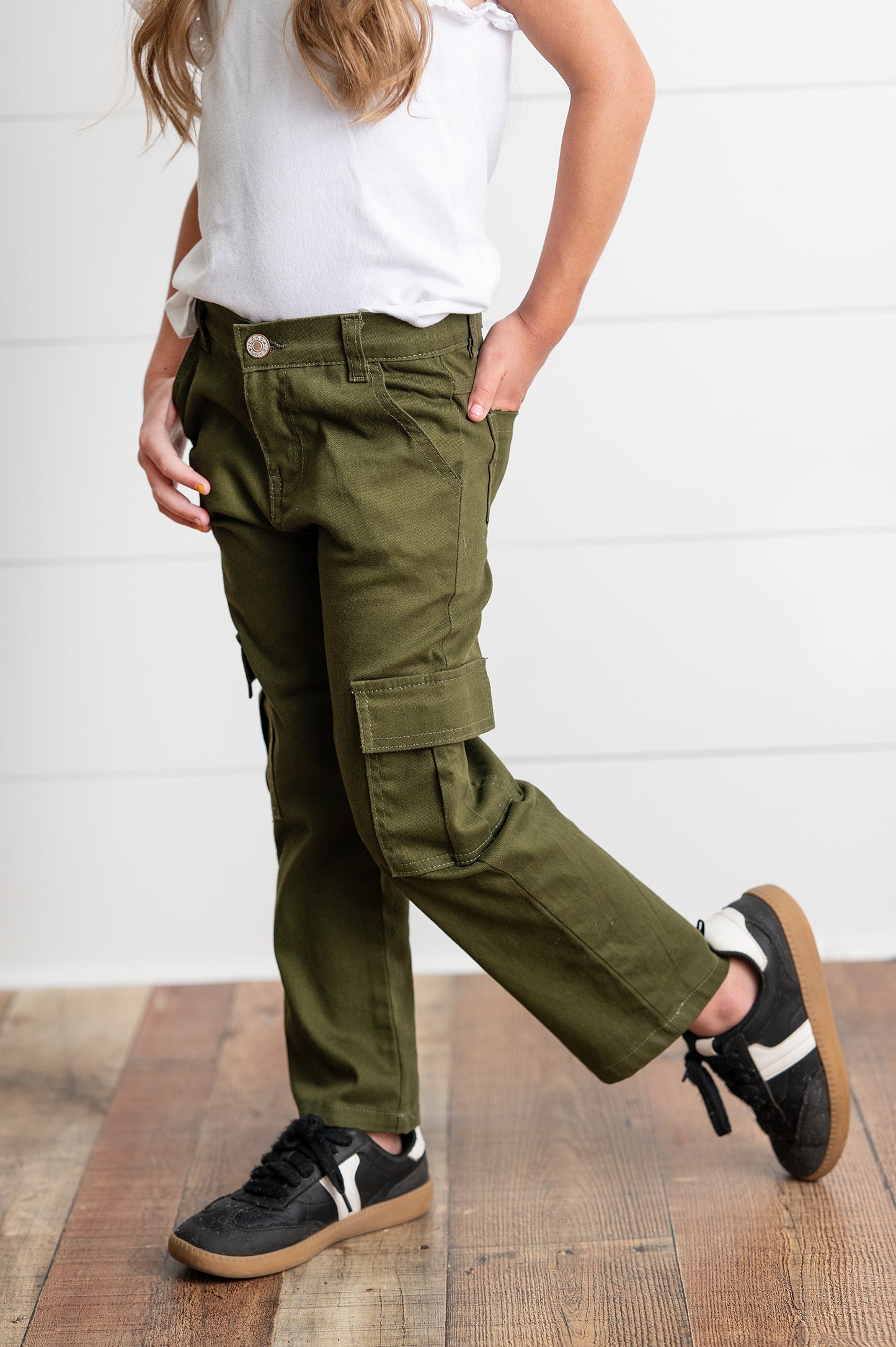 Olive Green Cargo Denim Pants