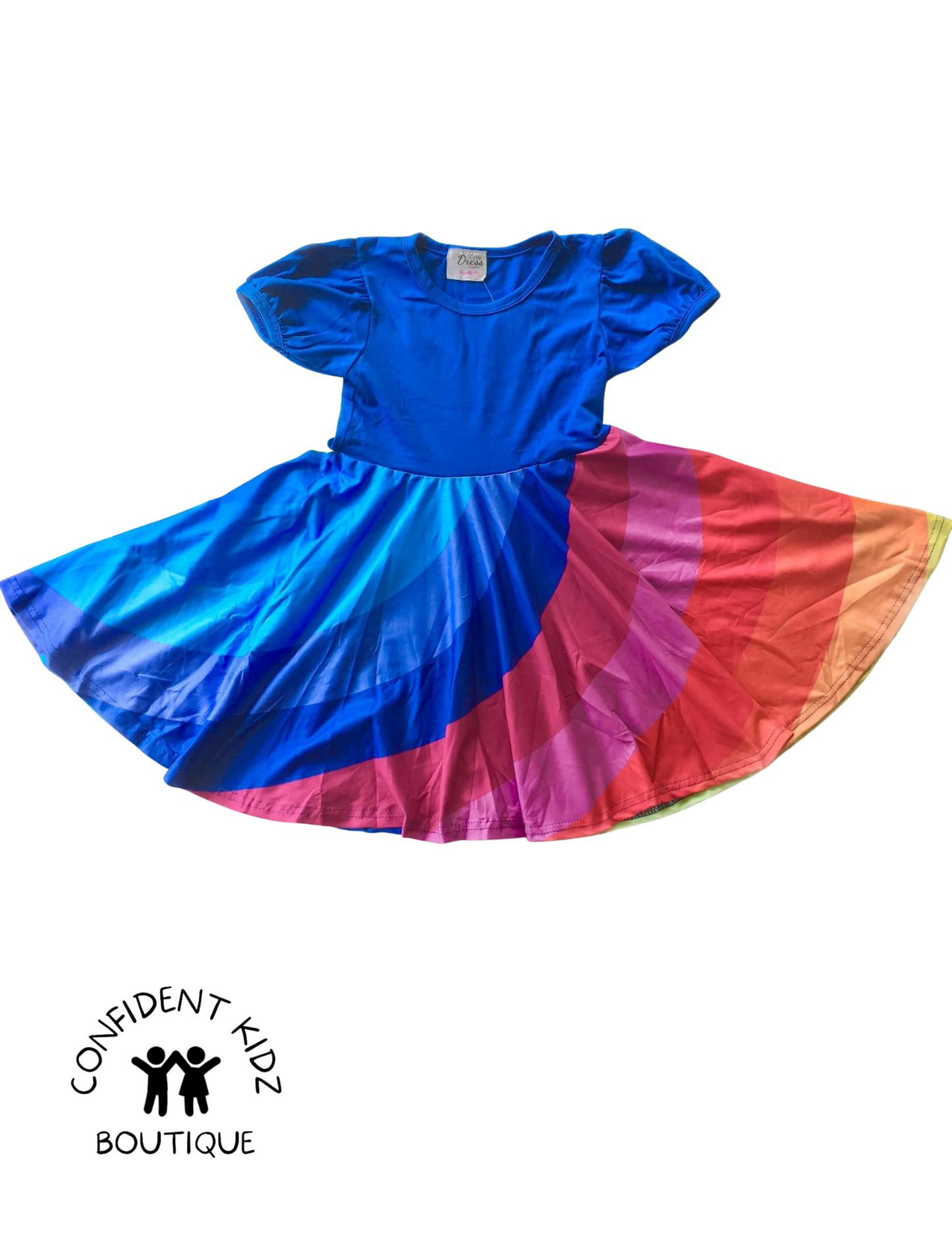 Blue Rainbow Pocket Dress