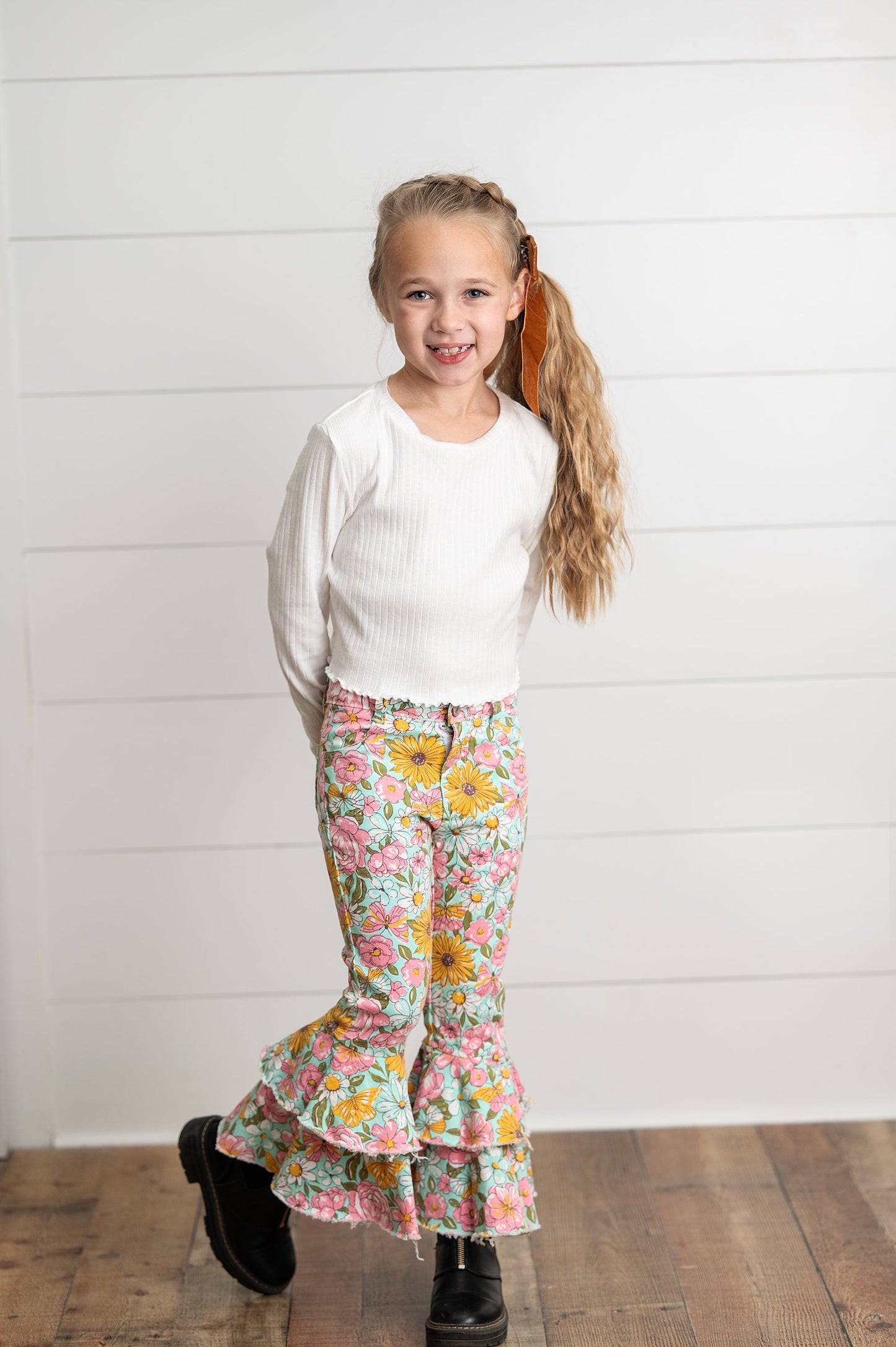 Flower Double Ruffle Jeans