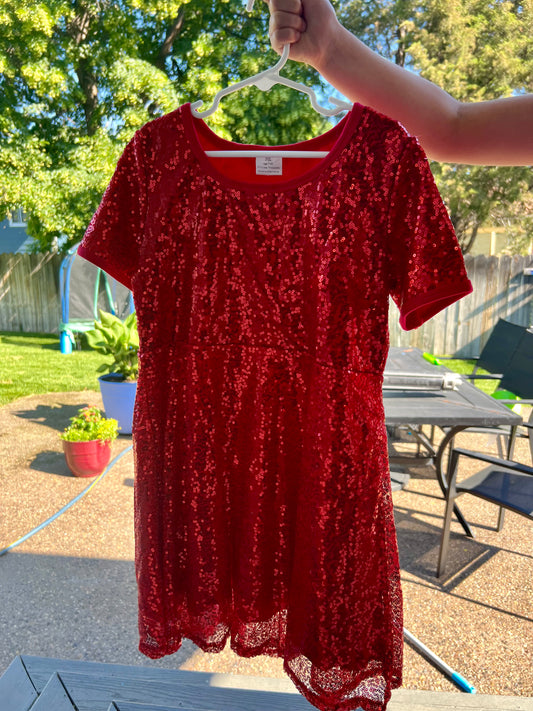 Red sequin dress