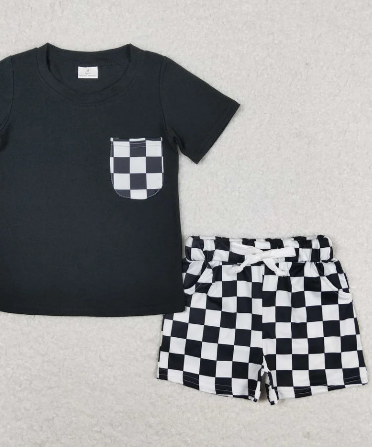 Checker Shirt and Shorts Set