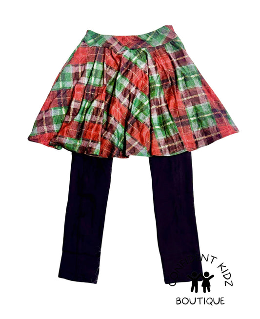 Holiday Plaid Skirted Leggings