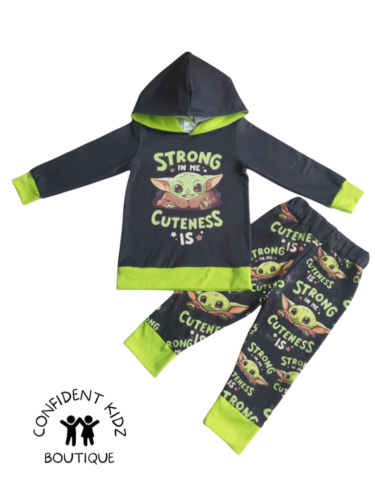 Baby green guy hoodie set