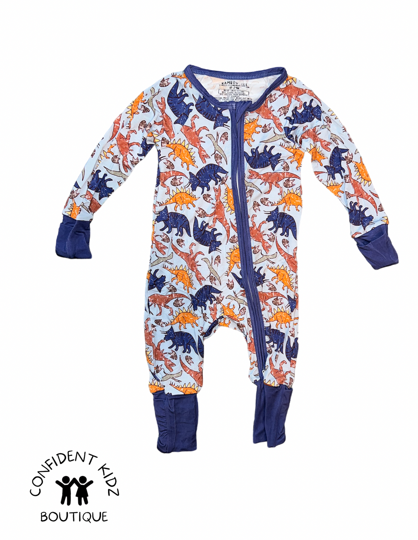 Blue Dino Bamboo Zippy Romper