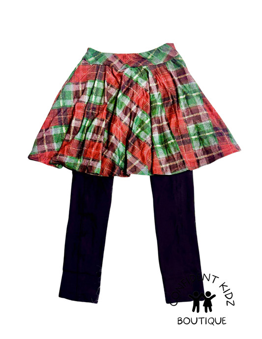 Holiday Plaid Skirted Leggings