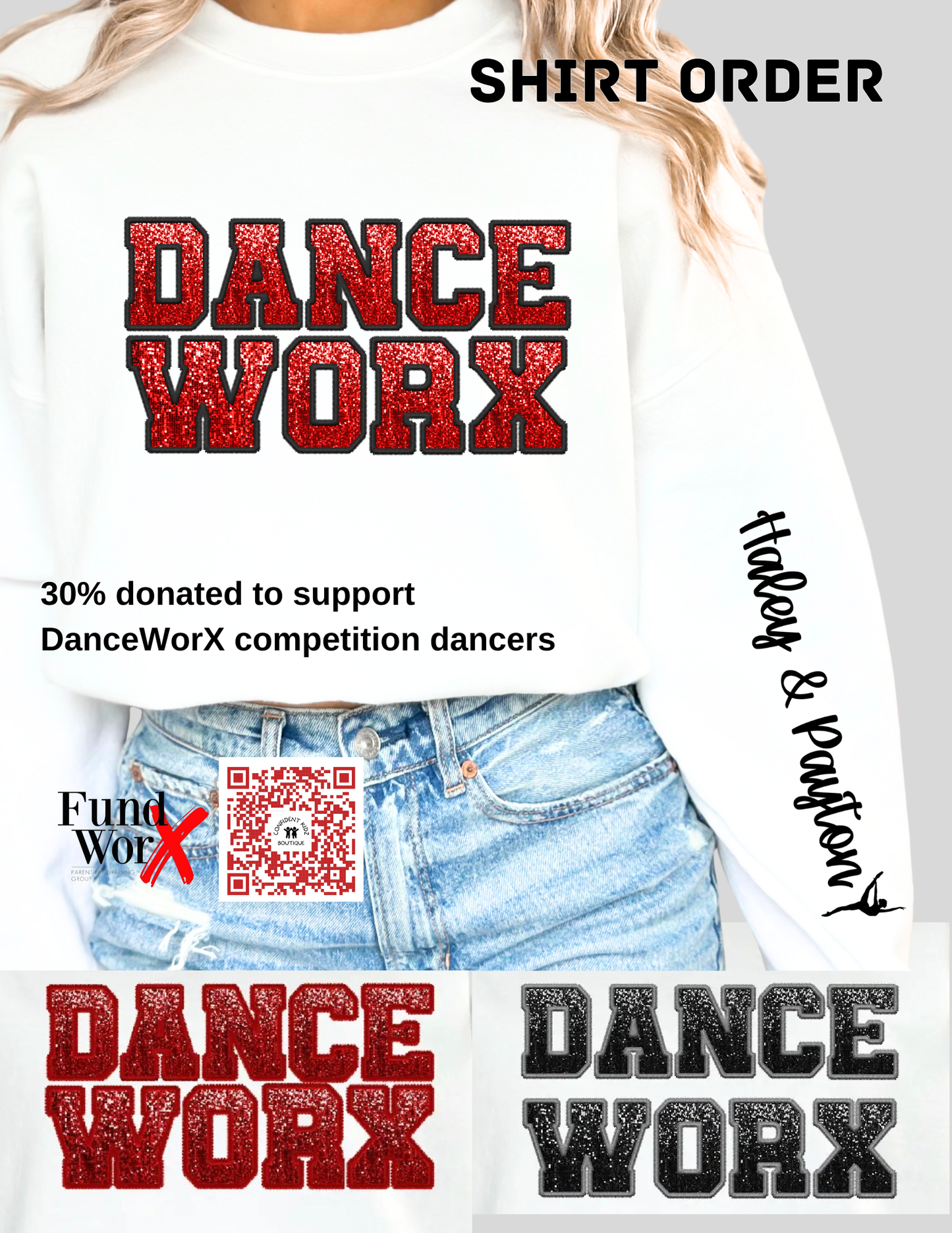 FundWorX Youth Sizes Solid Design Shirts (no glitter)
