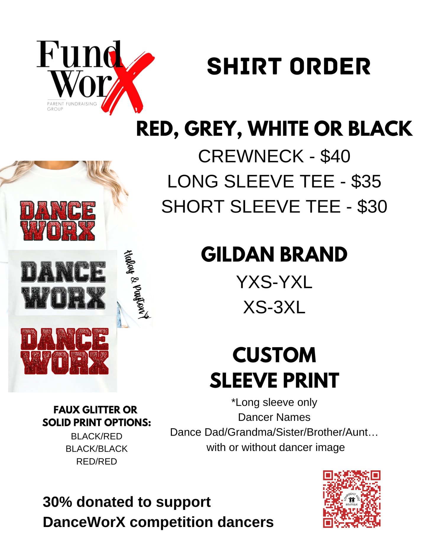 FundWorX Youth Sizes Solid Design Shirts (no glitter)