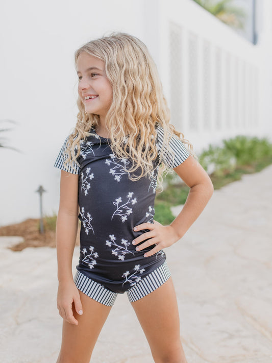 Black Floral Leotard