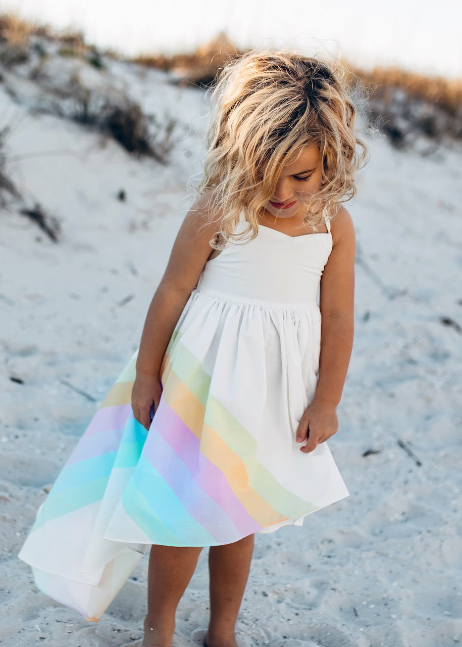 Pastel Rainbow Hi-Lo Frills Dress
