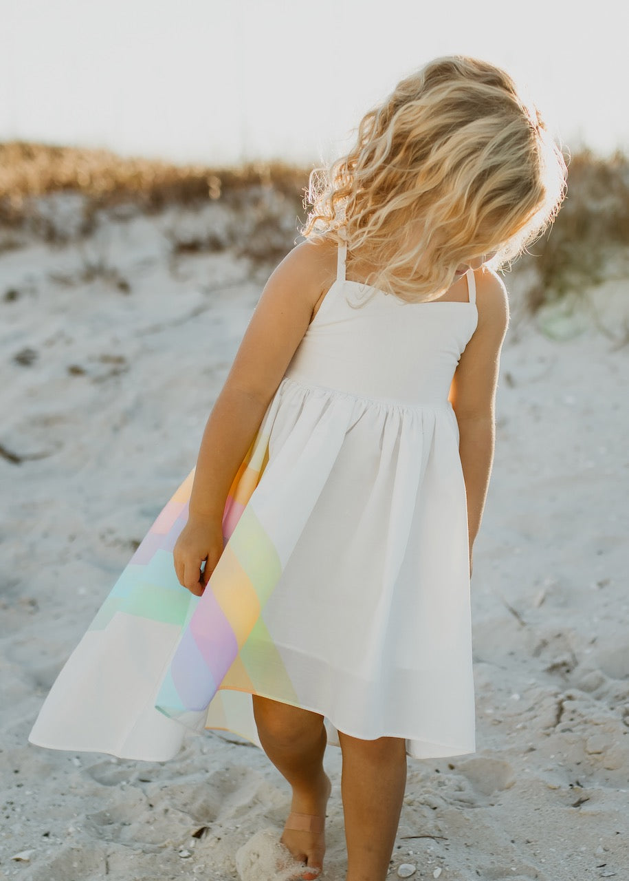 Pastel Rainbow Hi-Lo Frills Dress