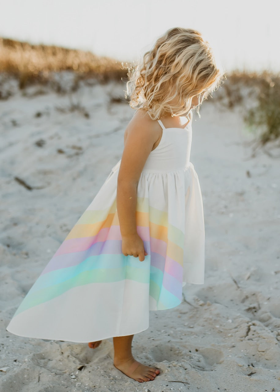Pastel Rainbow Hi-Lo Frills Dress