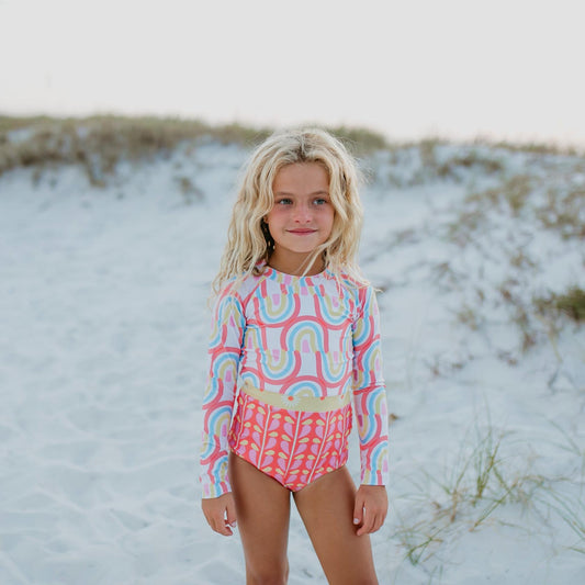 Lainey Zip Rash Rainbow Row Swimsuit