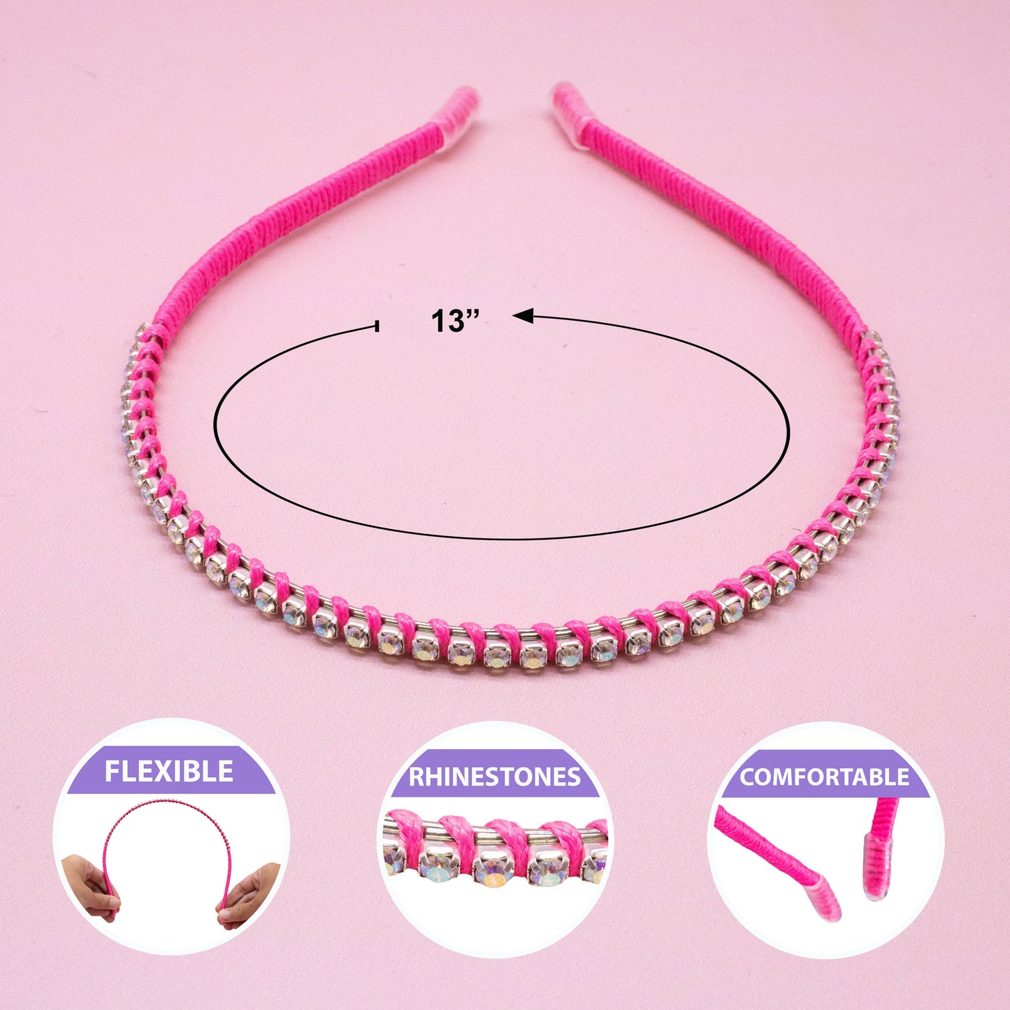 Thin Rhinestone Headbands for Kids Girls