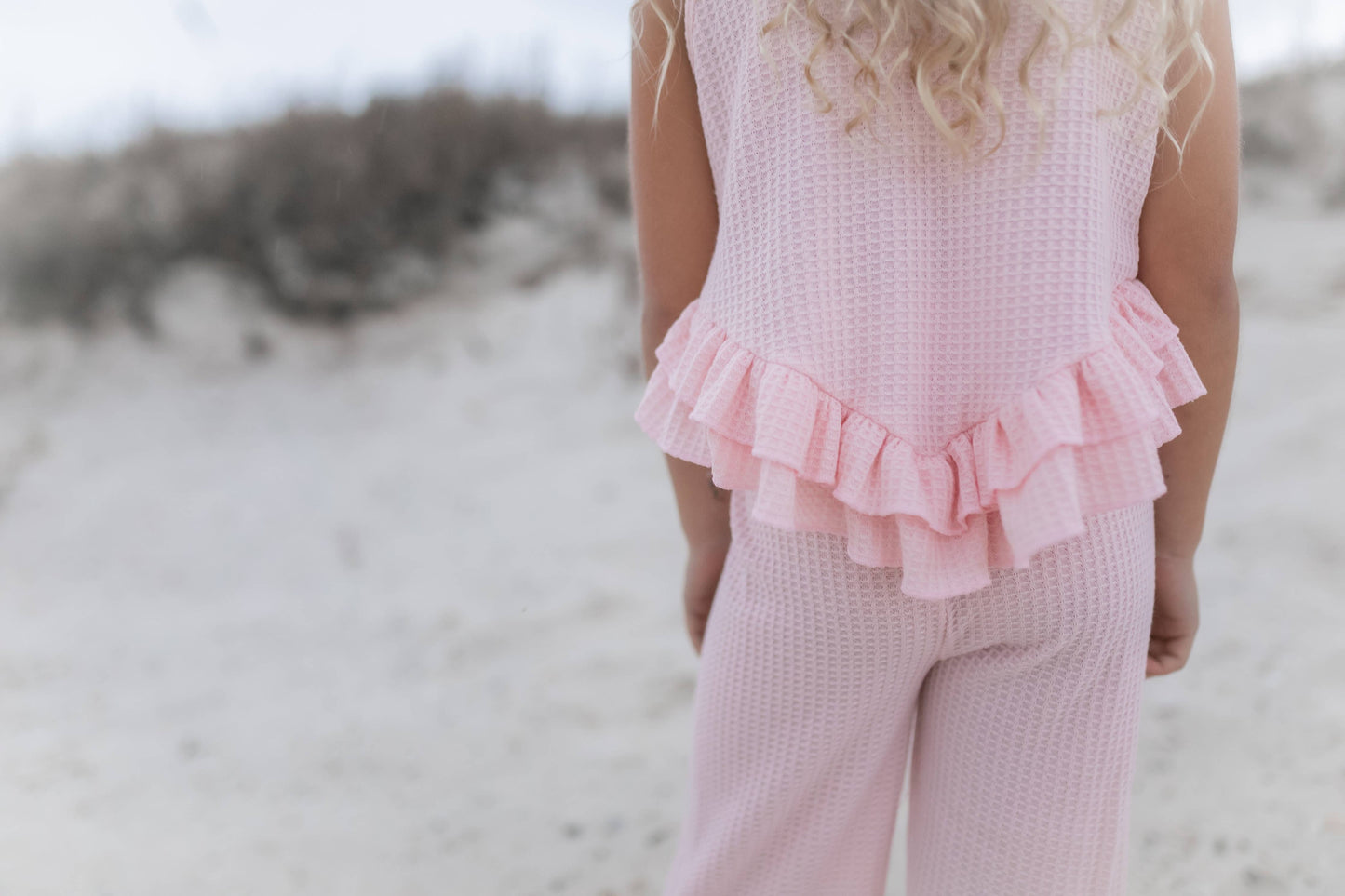 Pink Ruffle Waffle Knit Set