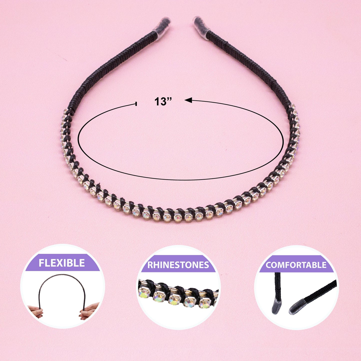Thin Rhinestone Headbands for Kids Girls