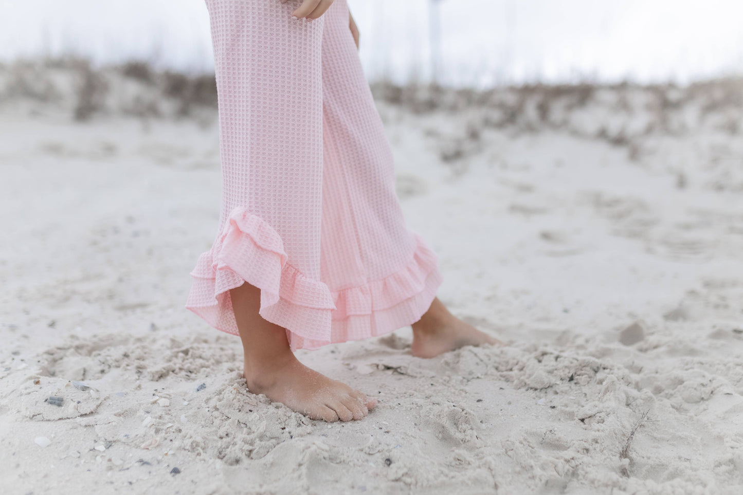 Pink Ruffle Waffle Knit Set