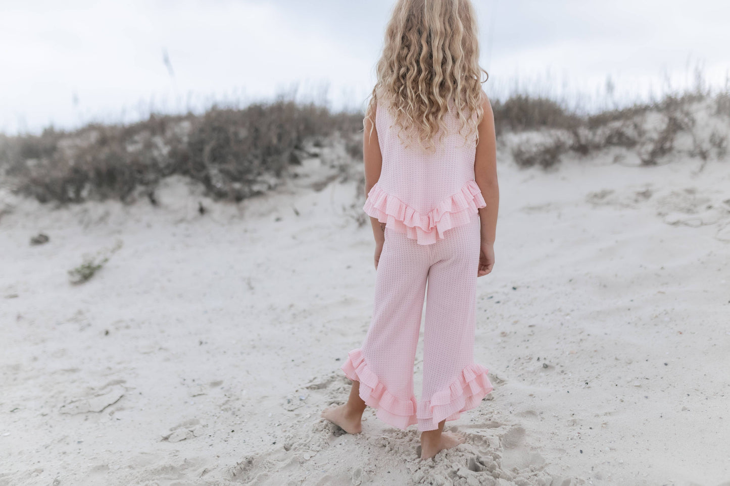 Pink Ruffle Waffle Knit Set