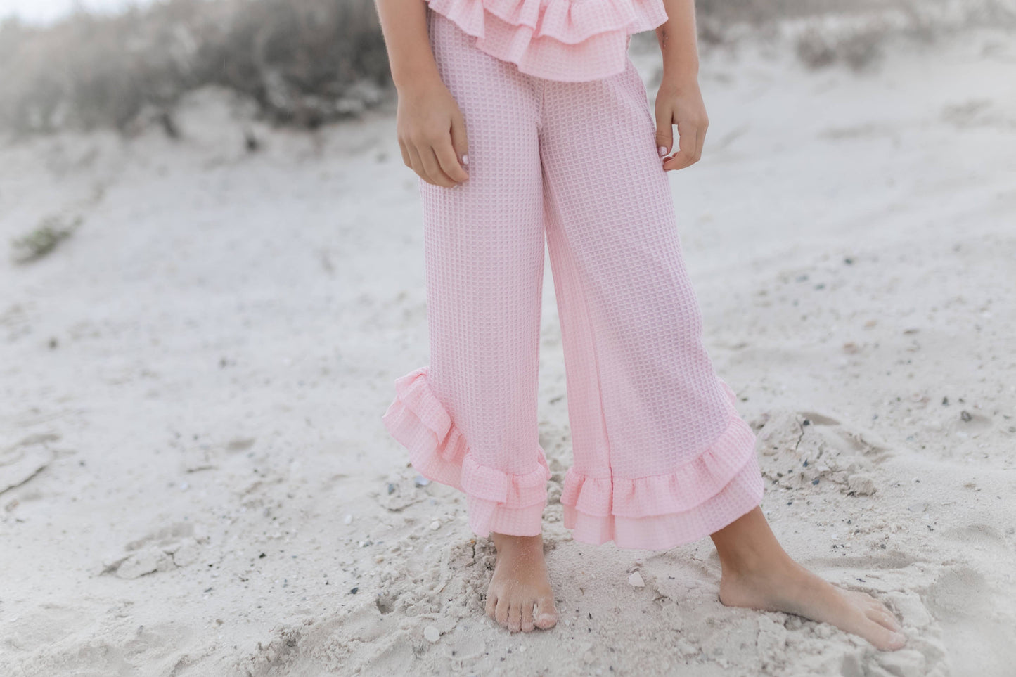 Pink Ruffle Waffle Knit Set