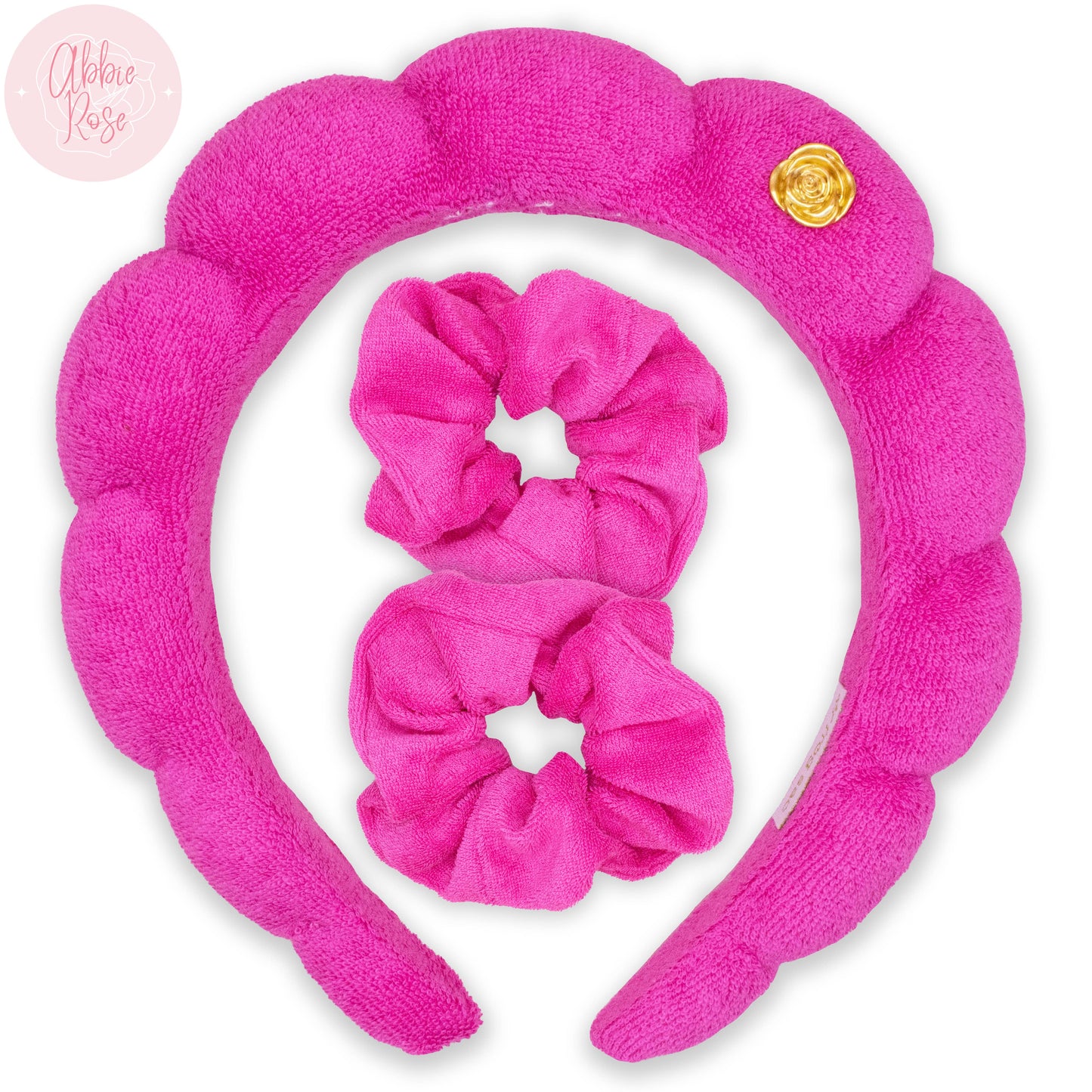 Puffy Terry Cloth Padded Spa Headband with Scrunchies