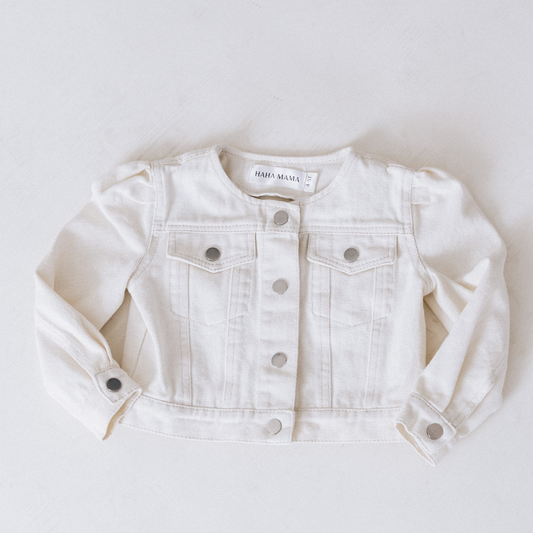 Ivory Cropped Denim Jacket - Child
