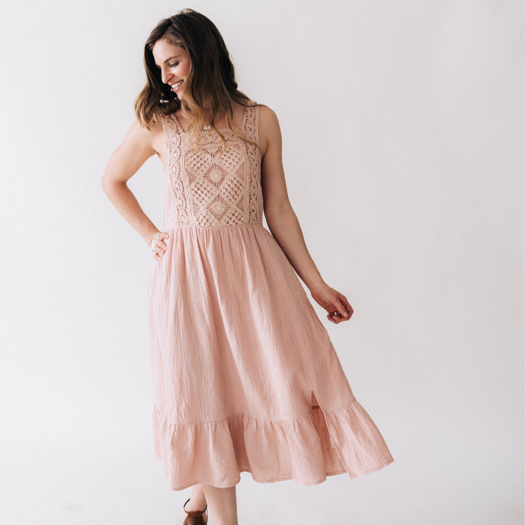 Dusty Rose Crochet Mommy & Me Dress - Women