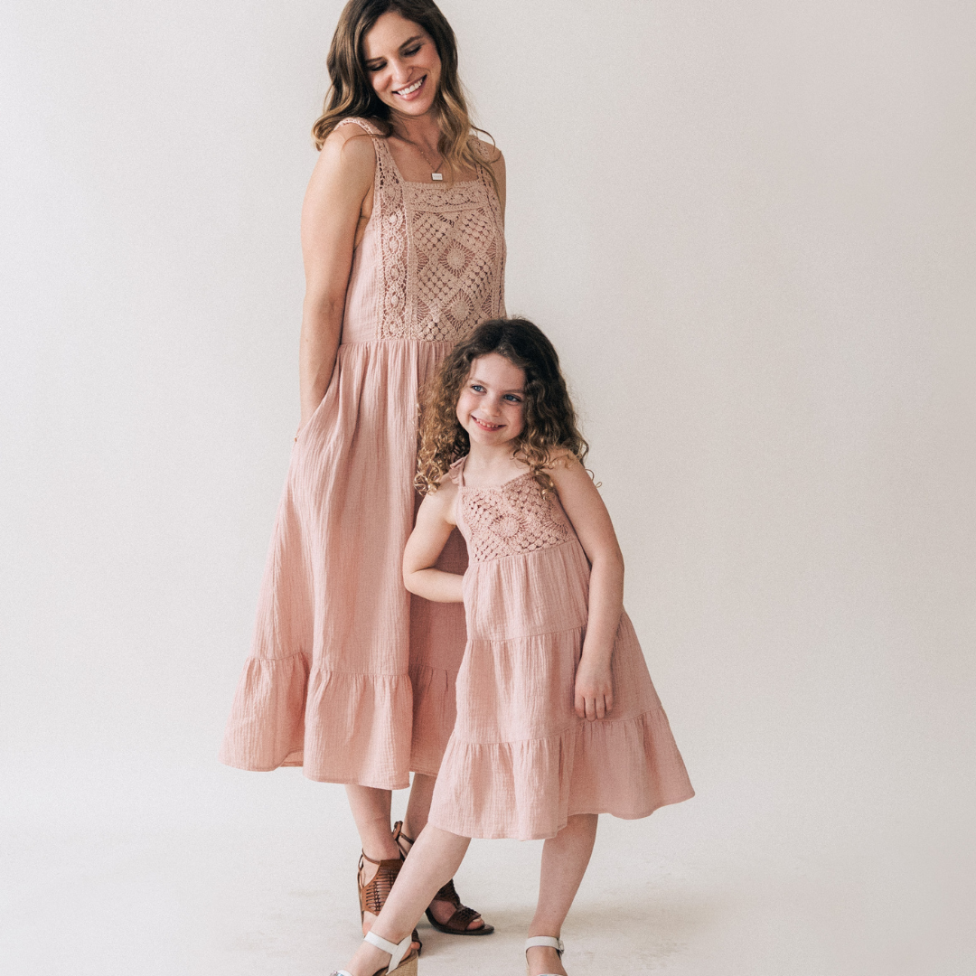 Dusty Rose Crochet Mommy & Me Dress - Women