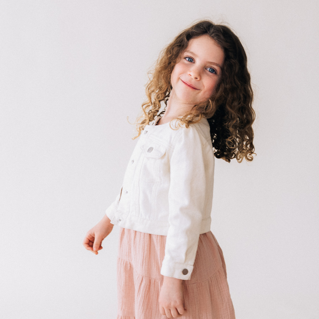 Ivory Cropped Denim Jacket - Child