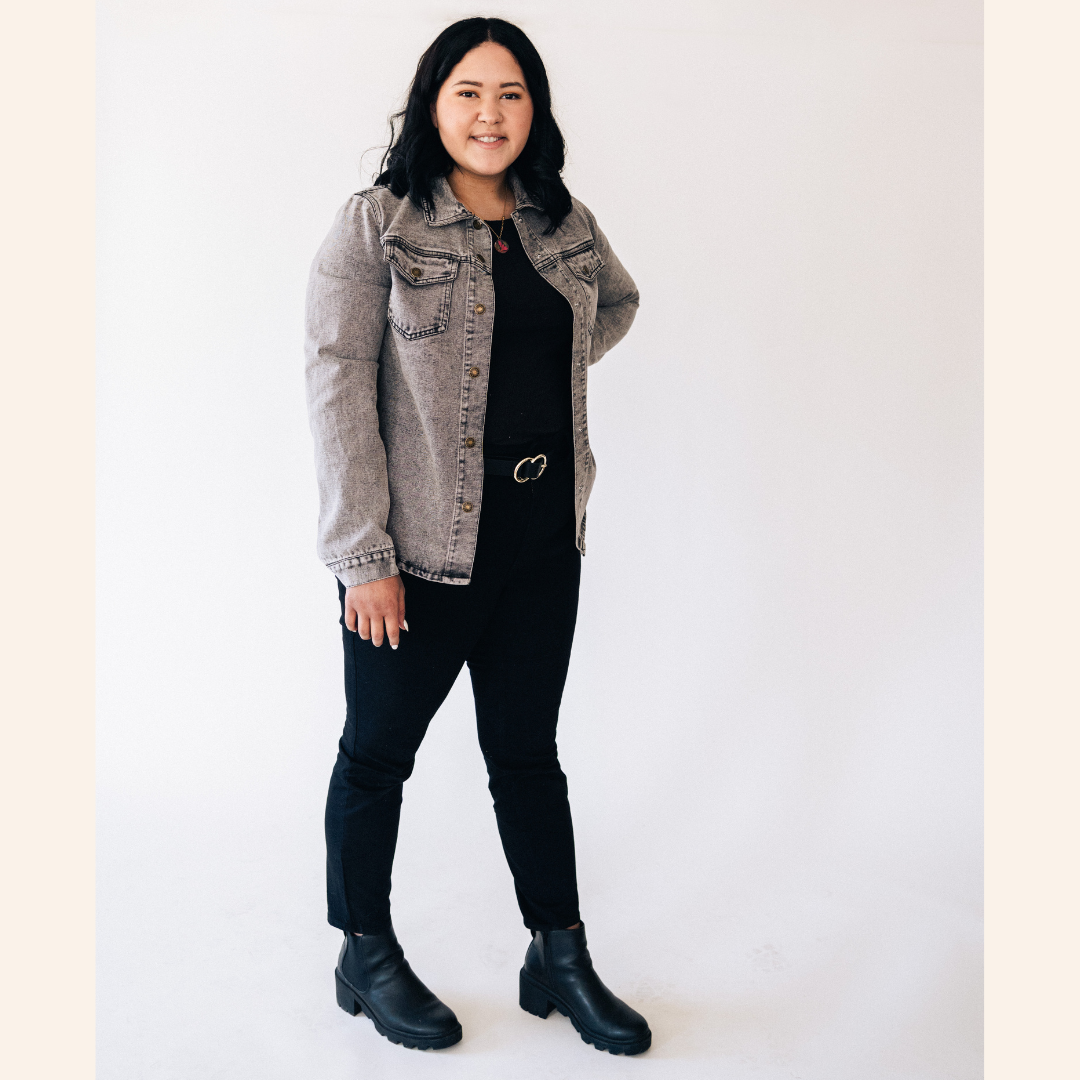 Silver Gray Denim Jacket - Women
