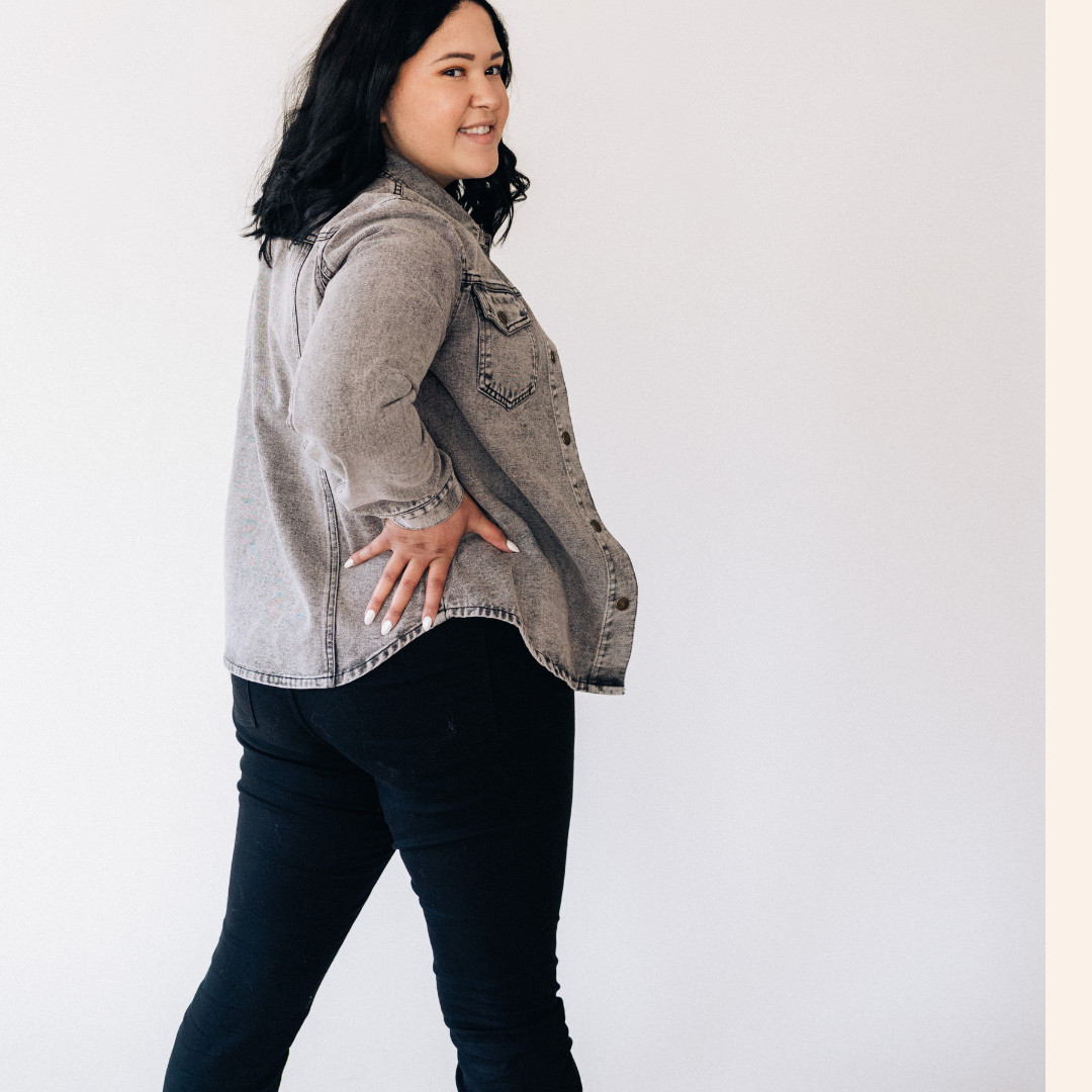 Silver Gray Denim Jacket - Women