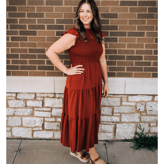 Rust Reddish Brown Maxi Dress - Women